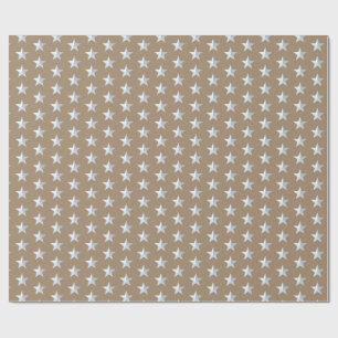 Papel De Presente Estrelas Rustic Kraft Silver