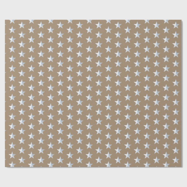 Papel De Presente Estrelas Rustic Kraft Silver (Aberto)
