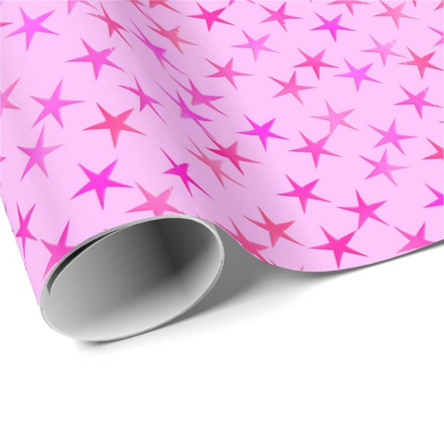 Papel De Presente Estrelas satíricas, orquídea rosa pálido (Ponta do rolo)