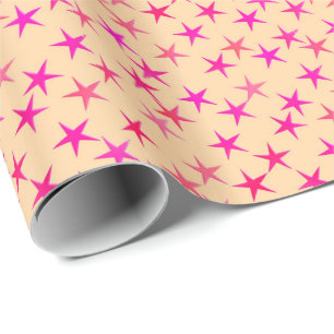 Papel De Presente Estrelas satíricas, tons de rosa em pêssego