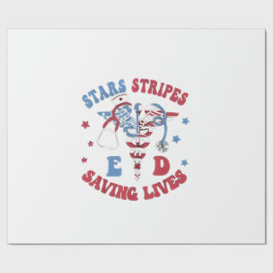 Papel De Presente Estrelas Stripes E D Salvando Vidas