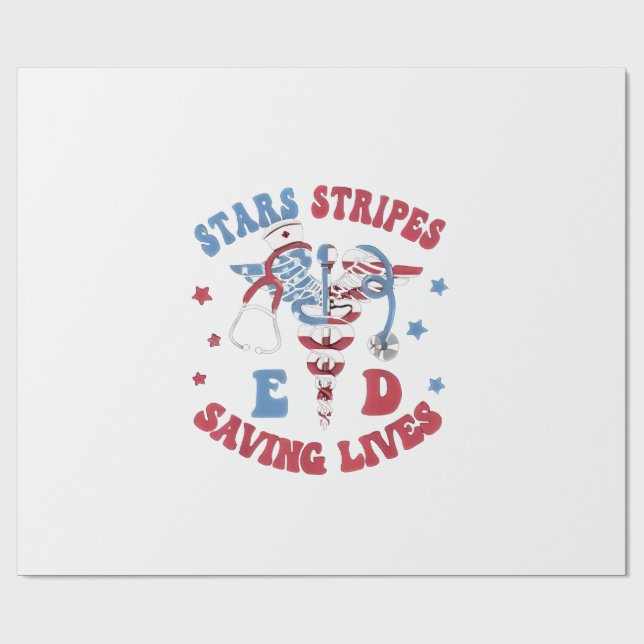 Papel De Presente Estrelas Stripes E D Salvando Vidas (Aberto)