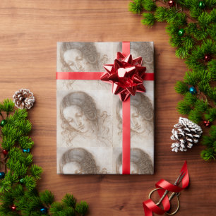 Papel De Presente Estudo de Leonardo da Vinci da Cabeça de Leda