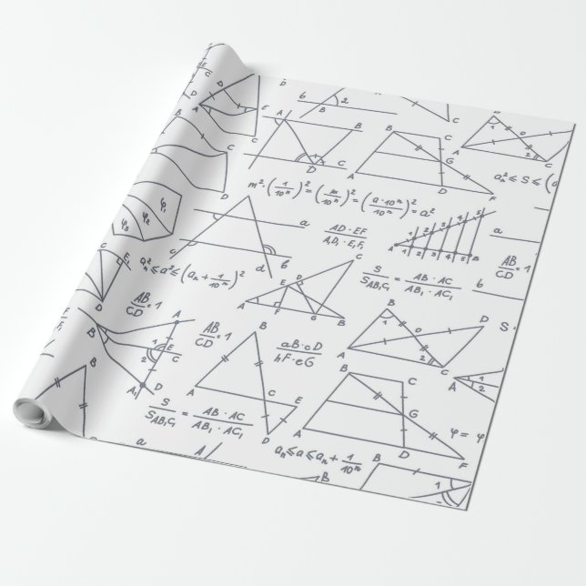Papel De Presente Estudos de Matemática Ilustra Professora da Escola (Desenrolado)