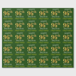 Papel De Presente Esverdeie, ANIVERSÁRIO FELIZ Dourado do falso