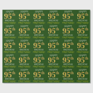 Papel De Presente Esverdeie, ANIVERSÁRIO FELIZ Dourado do falso