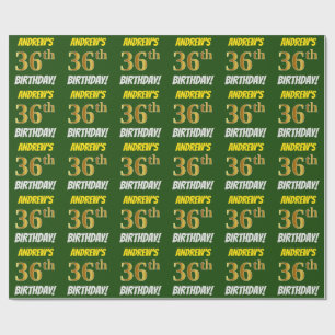 Papel De Presente Esverdeie, falso/ouro de imitação, "36th