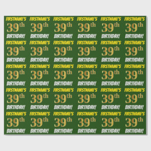 Papel De Presente Esverdeie, falso/ouro de imitação, "39th