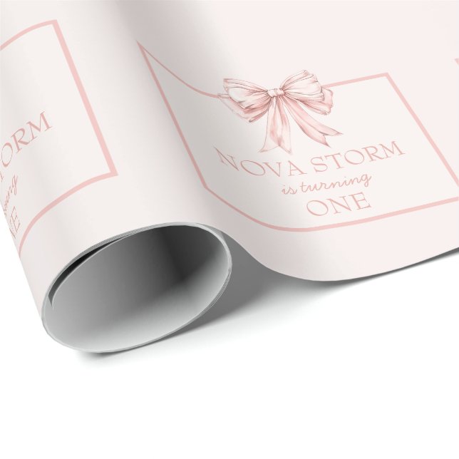 Papel De Presente Etapa de Coquete Rosa-Blush do Pastel Personalizad (Ponta do rolo)