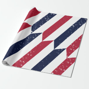 Papel De Presente Etapas da Liberdade - Branco Vermelho e Patriótico