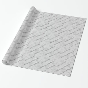 Papel De Presente Eterno Gothic Cherry Blossom White e Cinzas