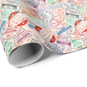 Papel De Presente Etiquetas de Viagem em todo o mundo