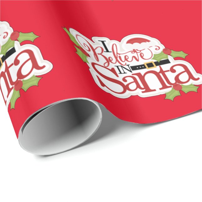 Papel De Presente Eu Acredito no Papai Noel (Ponta do rolo)