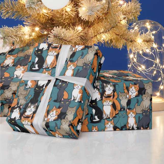 Papel De Presente Eu Adoro Gatos (Feriados)