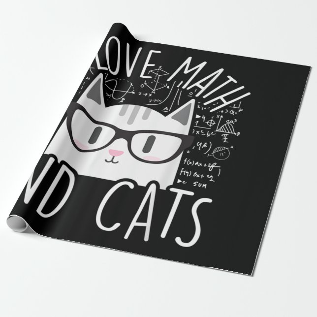 Papel De Presente Eu Adoro Matemática E Gatos Gatinhos Bonitos (Desenrolado)