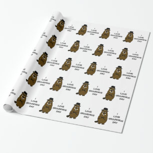 Papel De Presente Eu adoro o Dia da Marmota