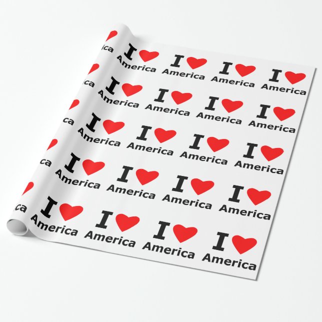 Papel De Presente Eu Amo a América (Desenrolado)