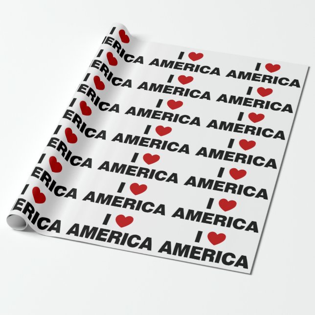 Papel De Presente Eu amo a América (Desenrolado)