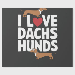 Papel De Presente Eu Amo Dachshunds Gráfico Divertido para Amantes d