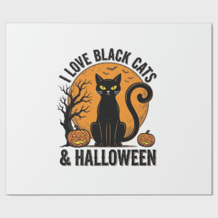 Papel De Presente Eu Amo Gatos Pretos Design de Camisa Vintage de Ha