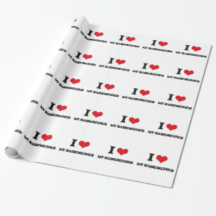 Papel De Presente Eu amo meu cabeleireiro