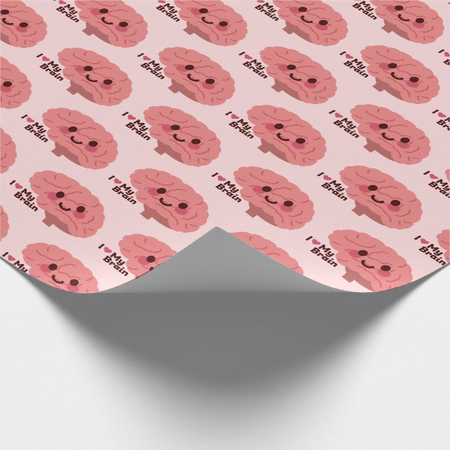 Papel De Presente Eu Amo Meu Cérebro - Cérebro Sorridente (Ponta)