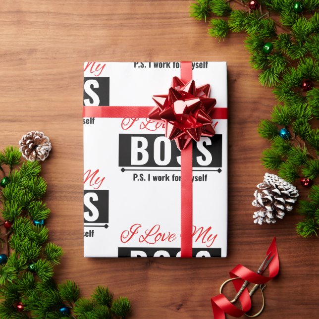 Papel De Presente Eu Amo Meu Chefe (Presente de Natal)