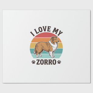 Papel De Presente Eu Amo Meu Design Vintage do Zorro Amante de Cacho