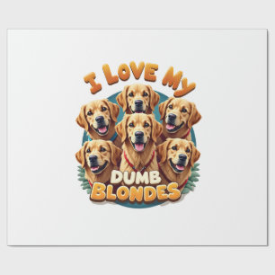 Papel De Presente Eu Amo Meus Cães Golden Retrievers Louros Bobos Vi