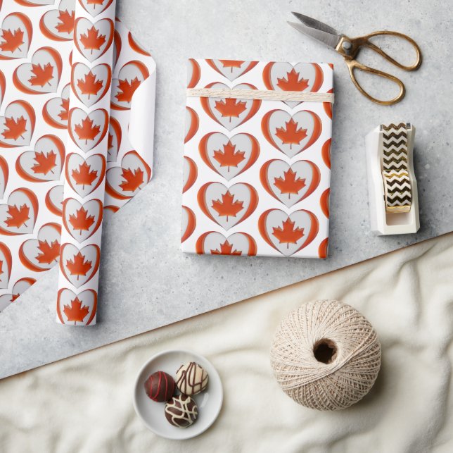 Papel De Presente Eu amo o canadense Heart Flag Leaf not for Sales (Artesanato)