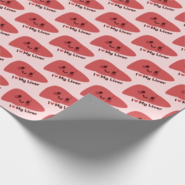 Papel De Presente Eu Amo O Meu Fígado - Fígado Sorridente (Ponta)