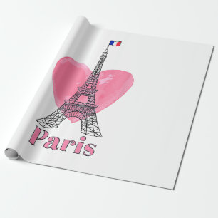 Papel De Presente Eu Amo Paris Torre Eiffel França Presente