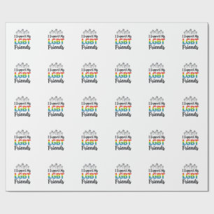 Papel De Presente Eu Apoio Meus Amigos LGBT Orgulho Arco-Íris Vetor