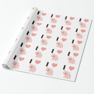 Papel De Presente Eu coração porcos