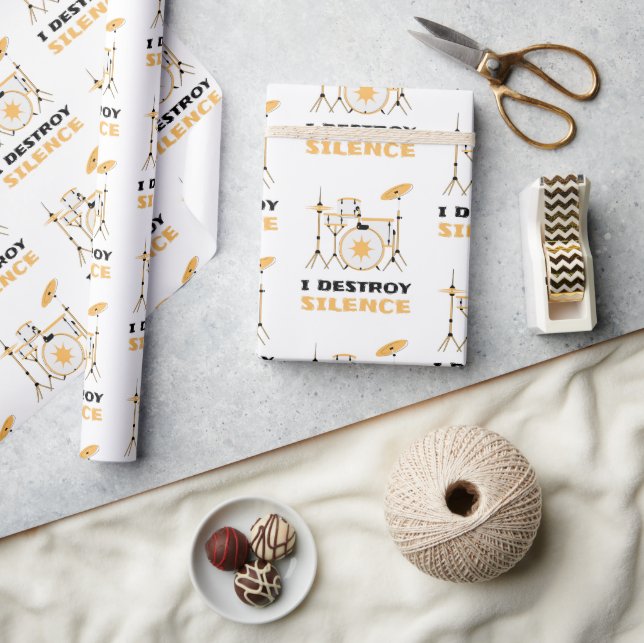 Papel De Presente Eu Destruo Silence Funny Drummer (Artesanato)