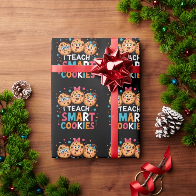 Papel De Presente Eu Ensino Cookies Inteligentes Professor de Volta  (Presente de Natal)
