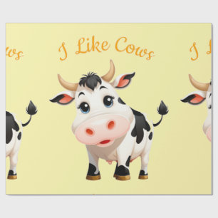 Papel De Presente Eu Gosto De Vacas Arte Trovão_Cove