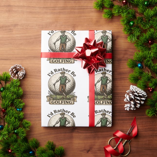 Papel De Presente Eu Preferiria Estar Jogando Golfe  (Presente de Natal)