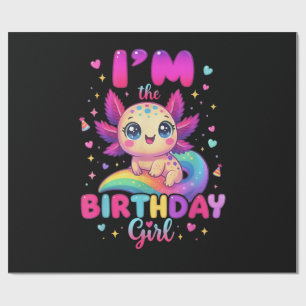 Papel De Presente Eu Sou a Axolote Menina de Aniversário