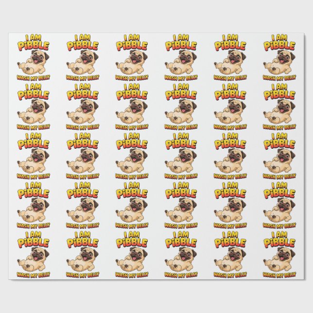 Papel De Presente Eu Sou Pibble Lave Minha Barriga (Aberto)