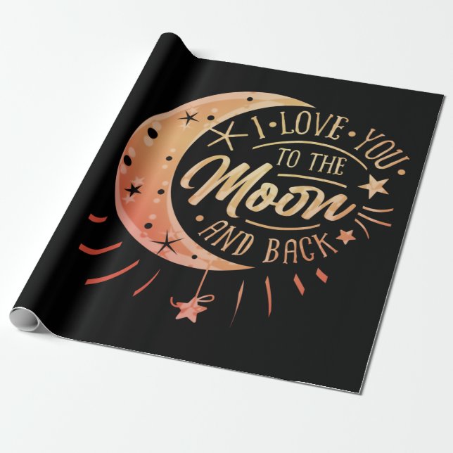 Papel De Presente Eu Te Amo À Lua E De Volta (Desenrolado)