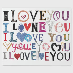 Papel De Presente "Eu Te Amo" Arte Personalizada de São Valentim