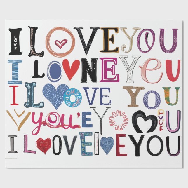 Papel De Presente "Eu Te Amo" Arte Personalizada de São Valentim (Aberto)