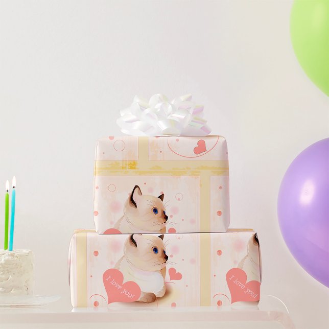 Papel De Presente Eu Te Amo Gato (Criador carregado)