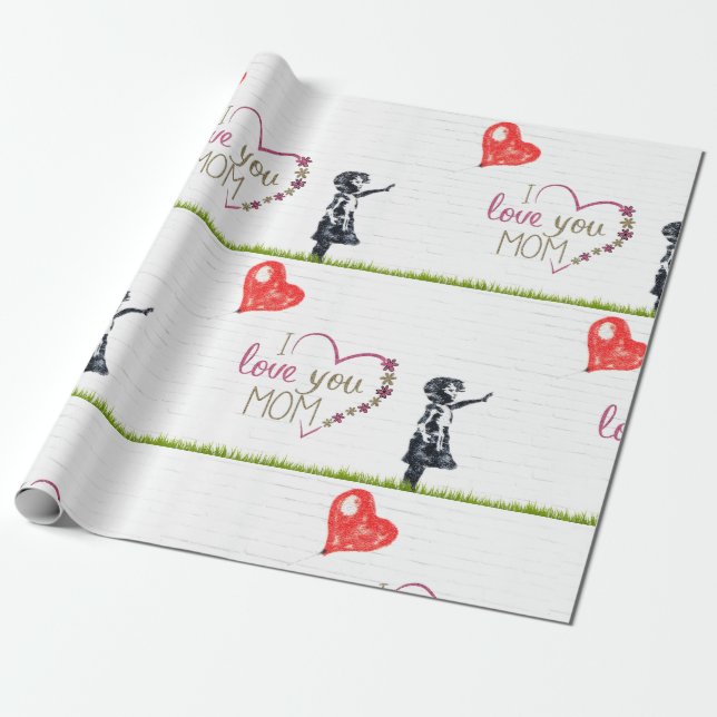 Papel De Presente Eu Te Amo Mãe (Desenrolado)