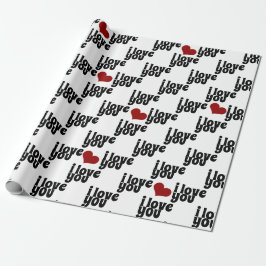 Papel De Presente eu te amo namorados vermelho ousado