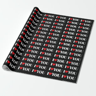 Papel De Presente Eu te amo, presente de coração branco preto