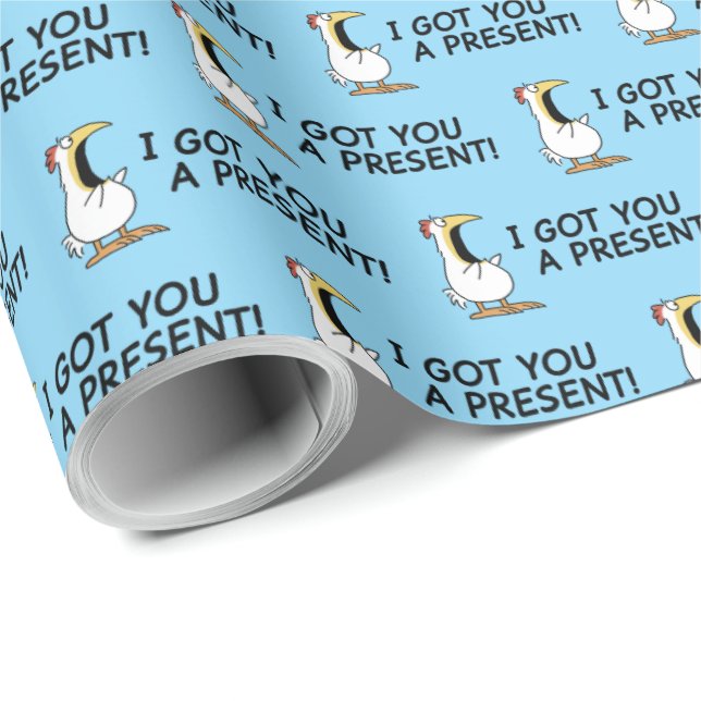 Papel De Presente EU TE DEI UM PRESENTE! frango gritando (Ponta do rolo)
