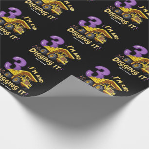 Papel De Presente Eu Tenho 3 Anos e Adoro Isso 3º Aniversário Constr