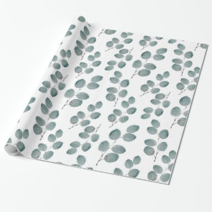 Papel De Presente Eucalipto em dólar de aquarela deixa padrão
